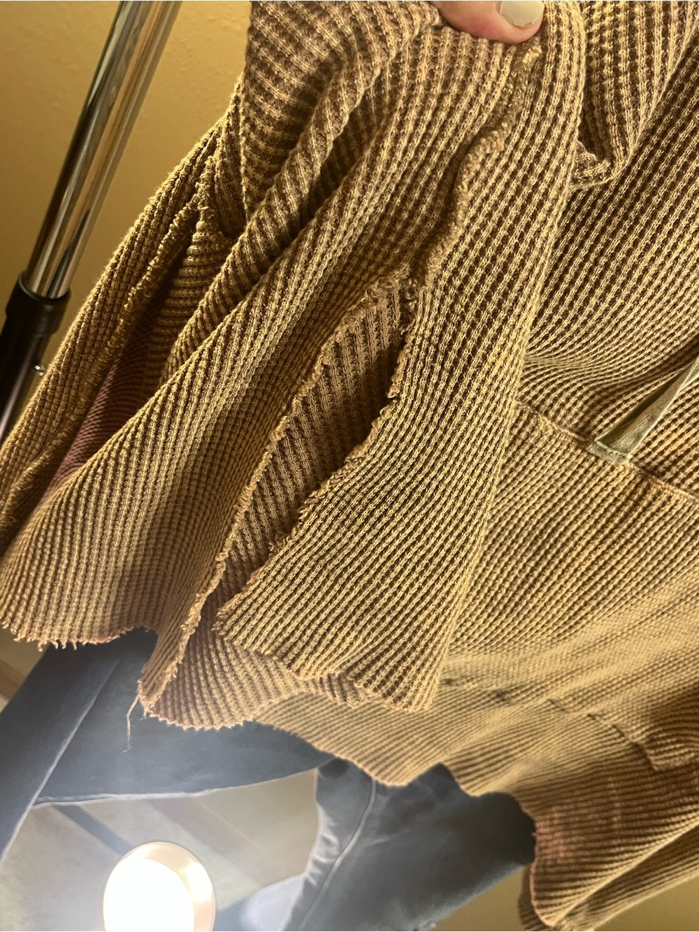 NWOT BiBi Cozy Waffle-Knit Hooded Sweater in Taupe - Picture 9 of 14
